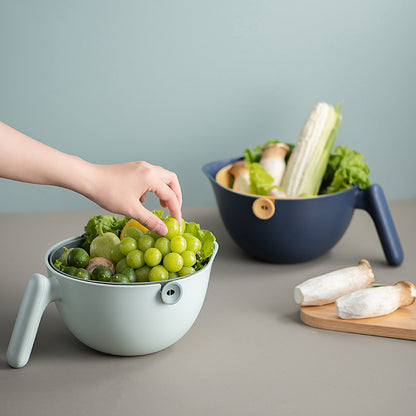 Double-layer Fruit And Vegetable Rotating Draining Basket