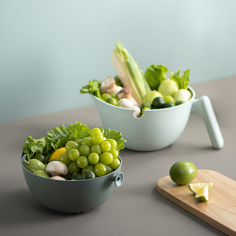 Double-layer Fruit And Vegetable Rotating Draining Basket