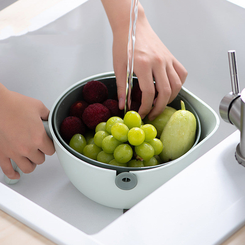 Double-layer Fruit And Vegetable Rotating Draining Basket