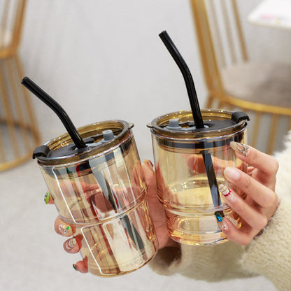 Creative Portable Bamboo Cup With Lid Straw