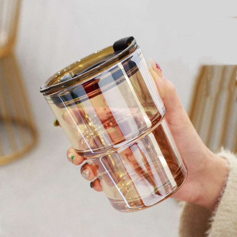 Creative Portable Bamboo Cup With Lid Straw