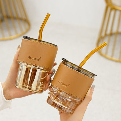 Creative Portable Bamboo Cup With Lid Straw