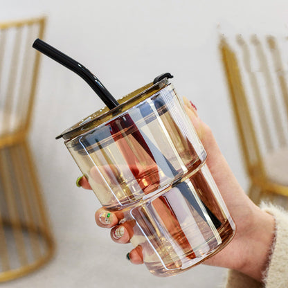 Creative Portable Bamboo Cup With Lid Straw