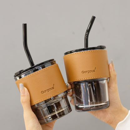 Creative Portable Bamboo Cup With Lid Straw