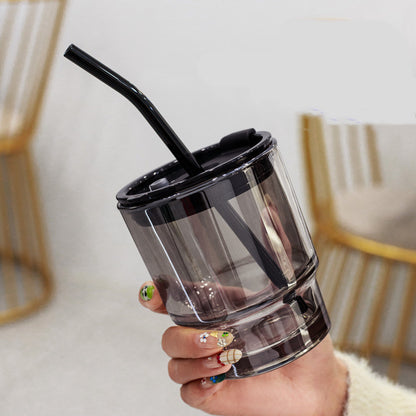 Creative Portable Bamboo Cup With Lid Straw