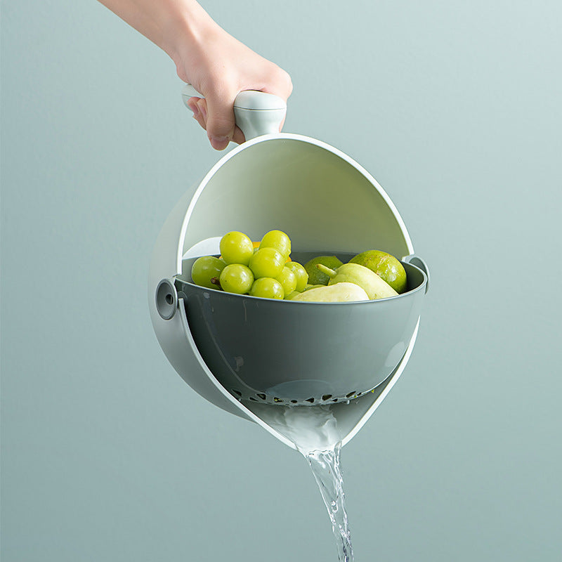 Double-layer Fruit And Vegetable Rotating Draining Basket