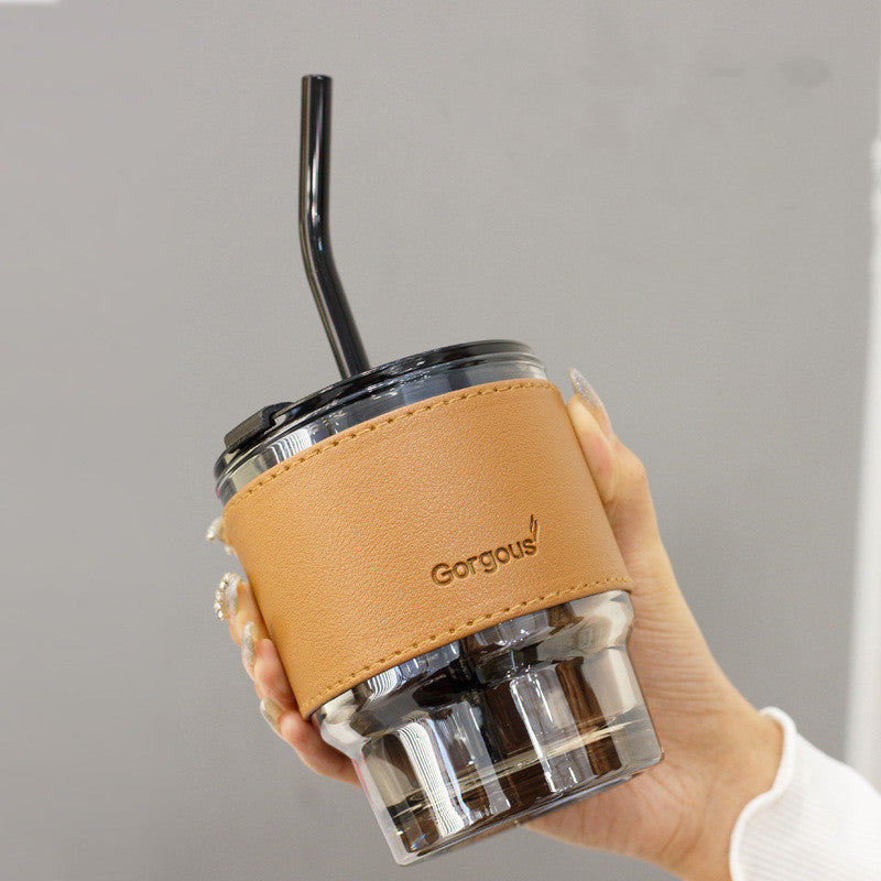 Creative Portable Bamboo Cup With Lid Straw