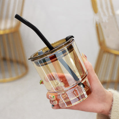 Creative Portable Bamboo Cup With Lid Straw