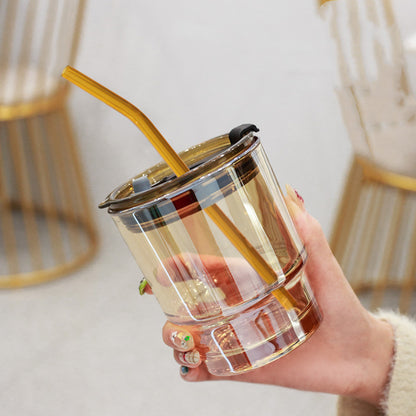 Creative Portable Bamboo Cup With Lid Straw